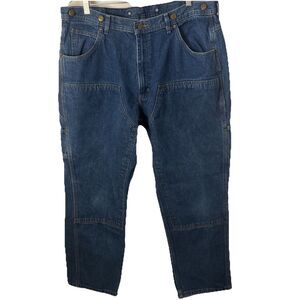 Vintage Double Knee Key Carpenter Jeans Mens 38x31 Heavy Blue Denim Suspender